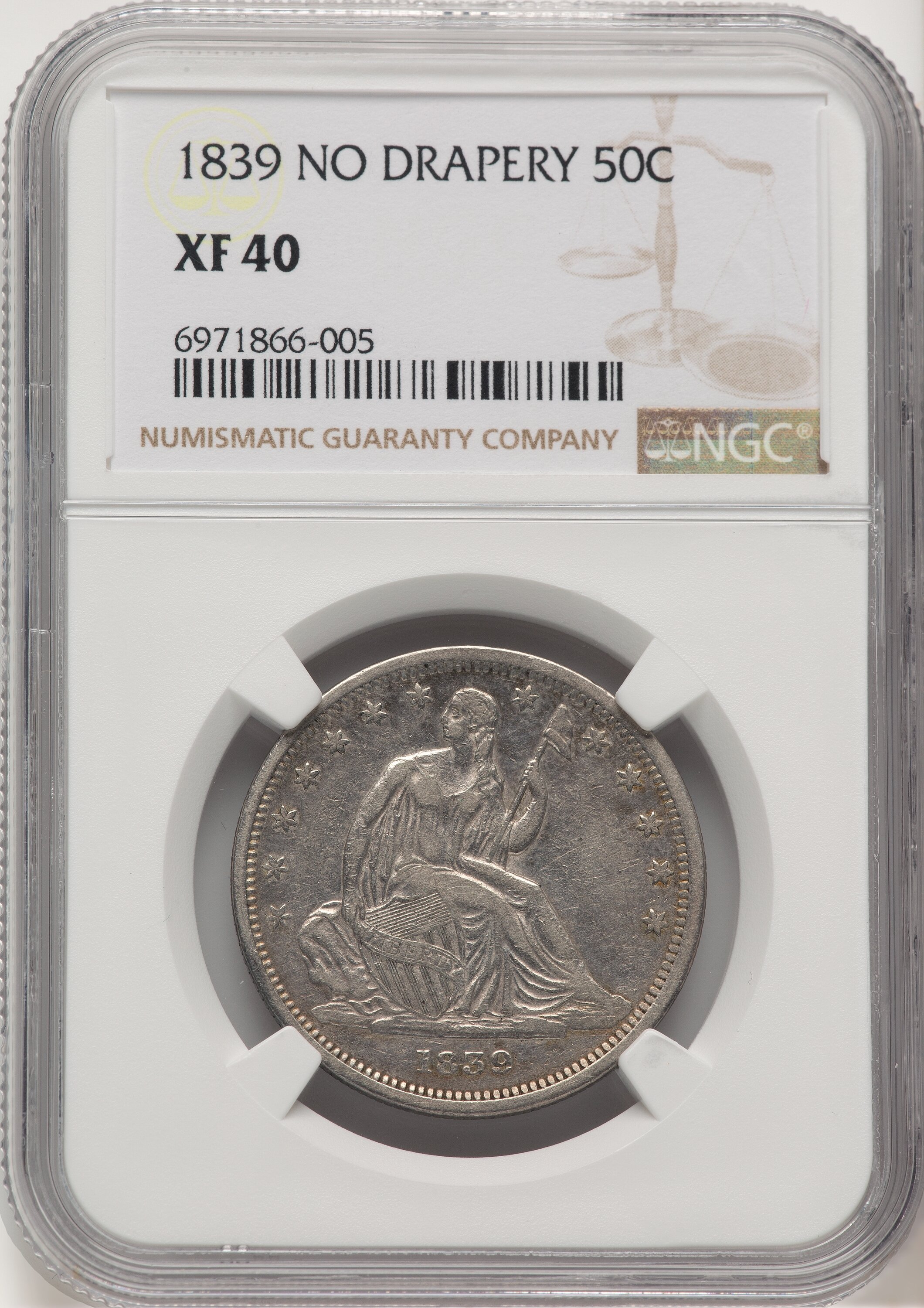 1839 50C NO DRAPERY 40 NGC