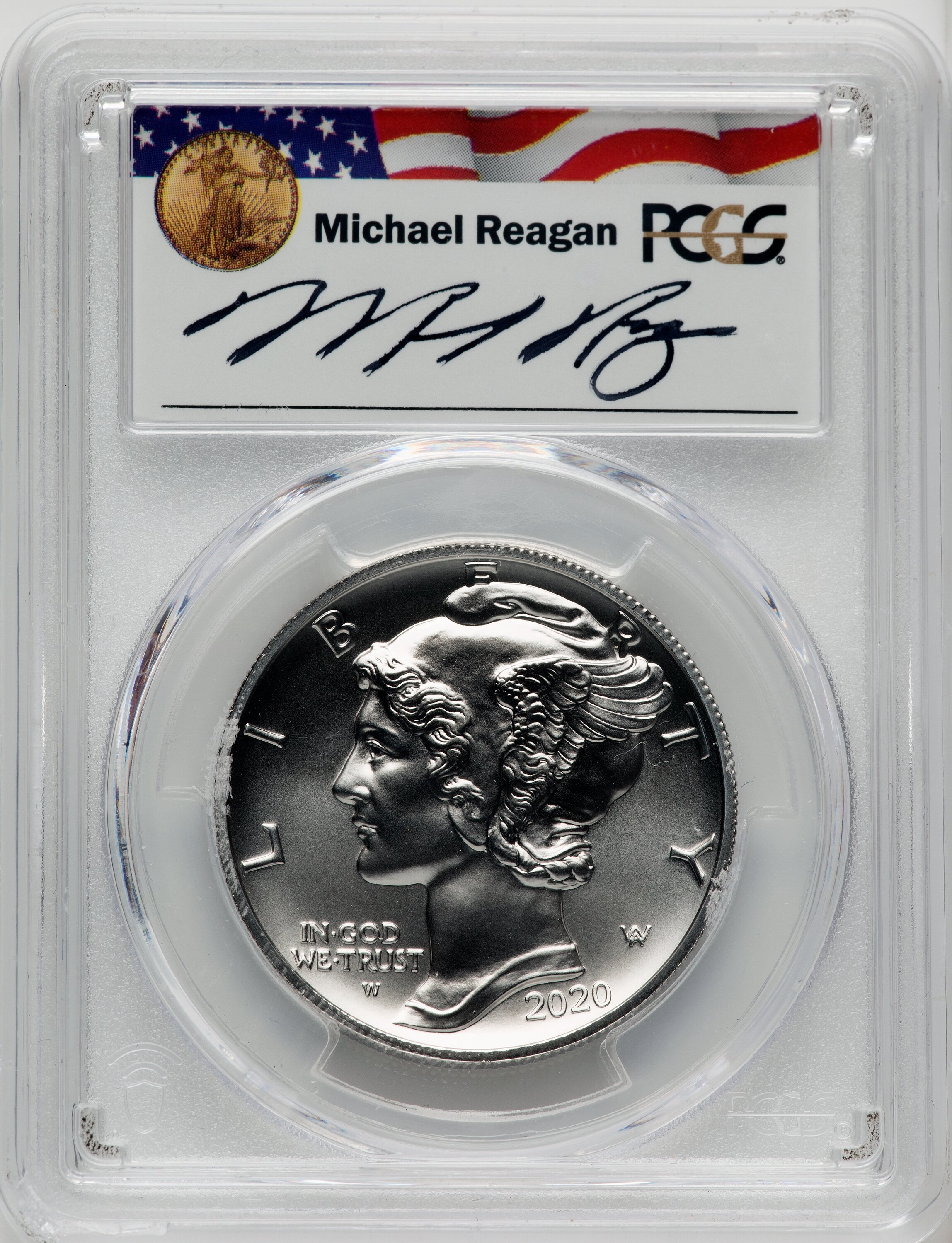 2020-W Palladium Eagle 1 oz Burnished FDI Reagan Legacy Series Michael Reagan 70 PCGS