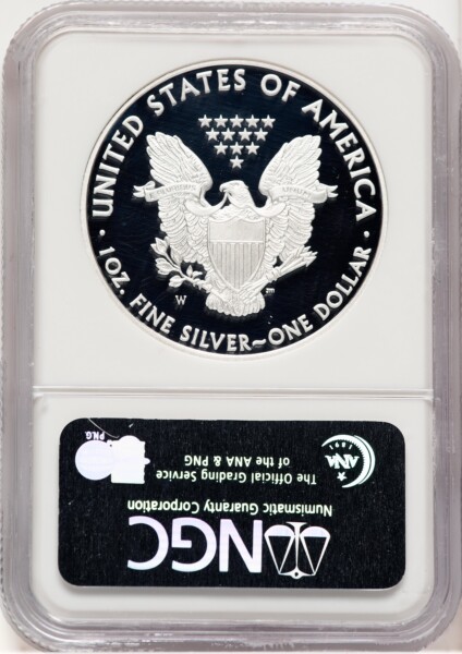 2008-W Proof Silver Eagle 1 oz Brown Label 70 NGC