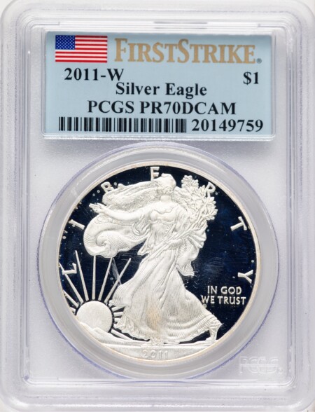 2011-W Proof Silver Eagle 1 oz FS Flag 70 PCGS