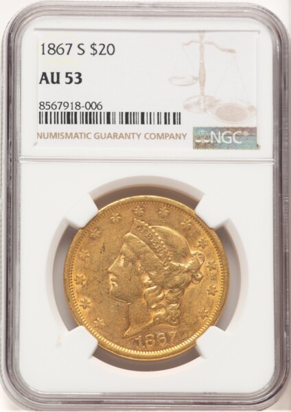 1867-S $20 53 NGC