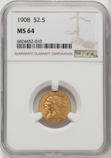 1908 $2 1/2 64 NGC