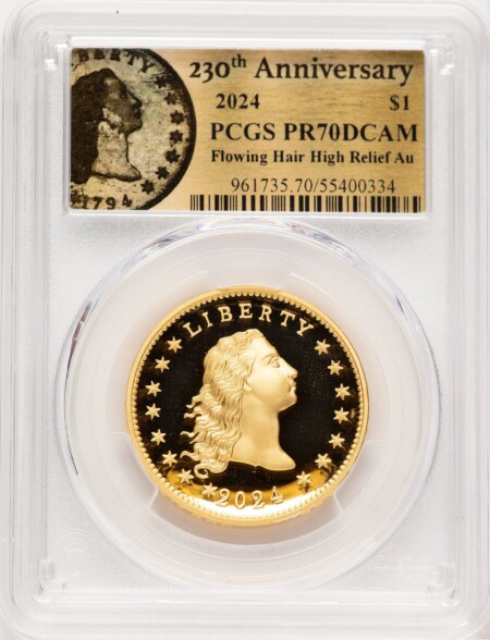 2024-(W) Gold 230th Anniversary Flowing Hair Medal Flowing Hair Label 70 PCGS