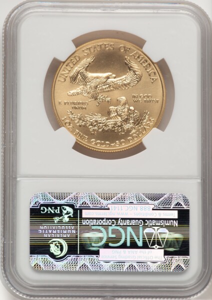 2012-W $50 One Ounce Gold Eagle First Strike, MS ER West Point Star Label 70 NGC