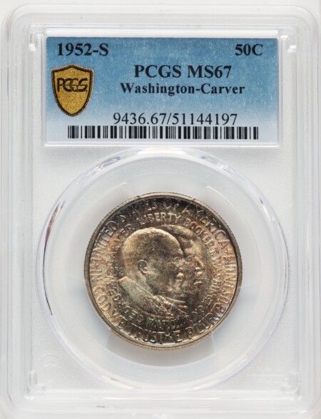 1952-S 50C Washington-Carver, MS 67 PCGS