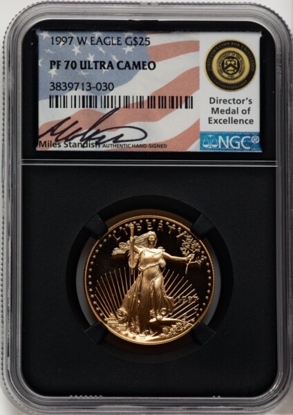 1997-W $25 Half-Ounce Gold Eagle, PR DC Miles Standish 70 NGC