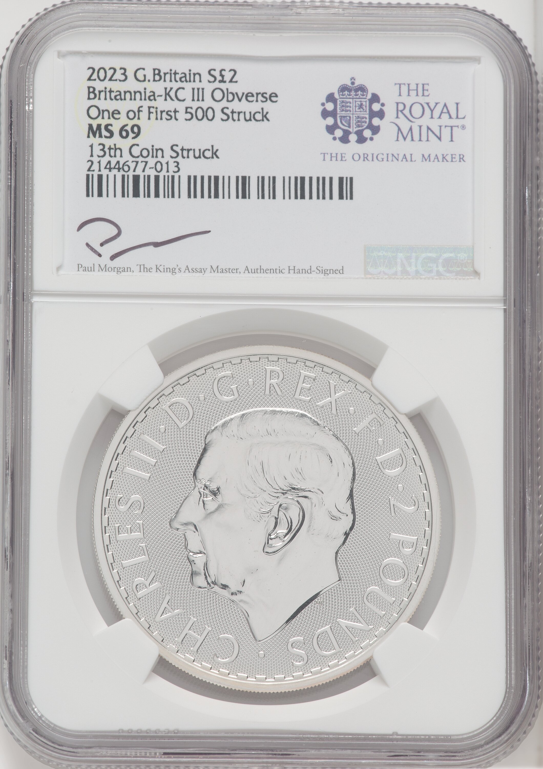 2023 G.B. S2 BRITANNIA-KC III OBVERSE 13TH COIN STRUCK 69 NGC
