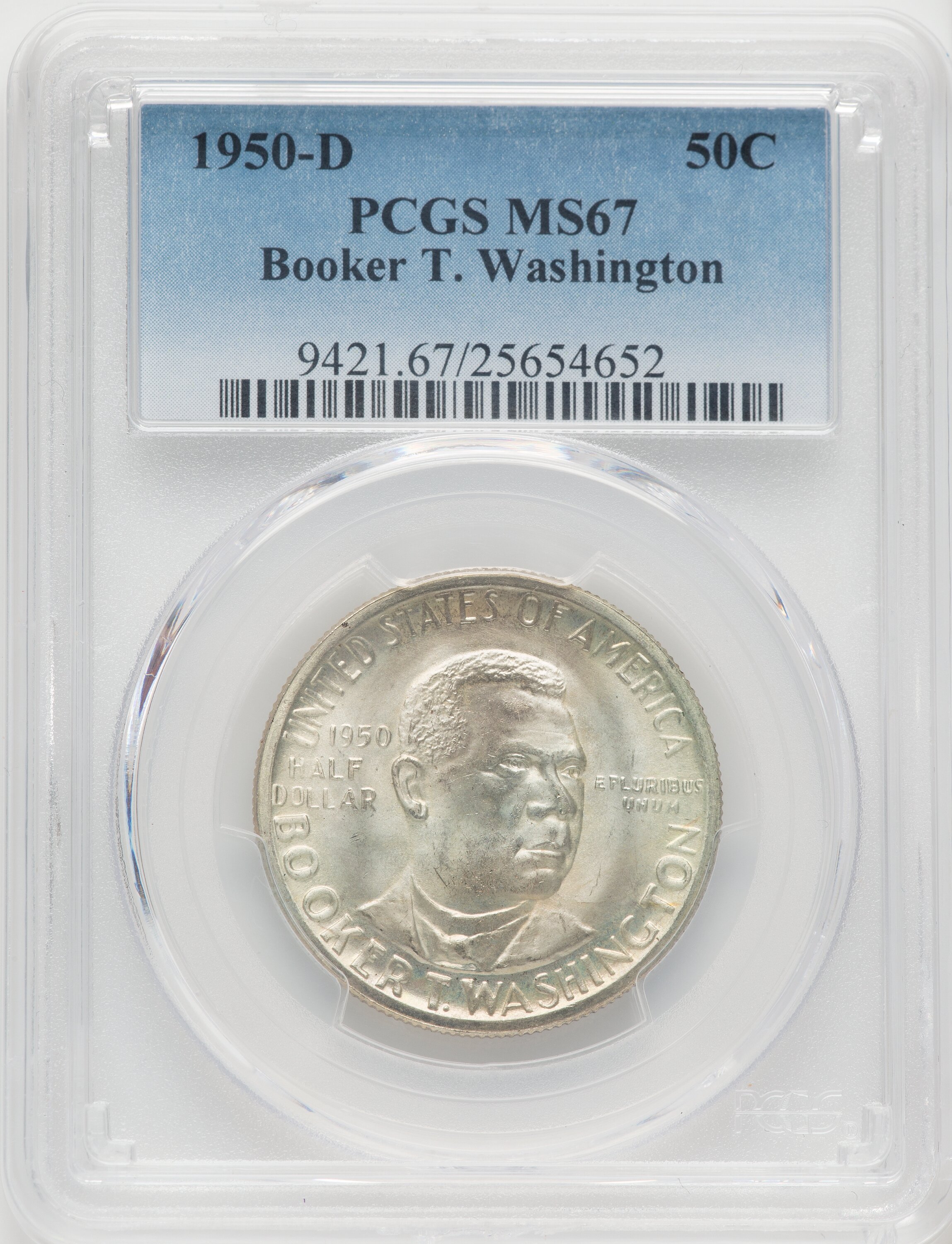 1950-D 50C Booker T. Washington, MS 67 PCGS