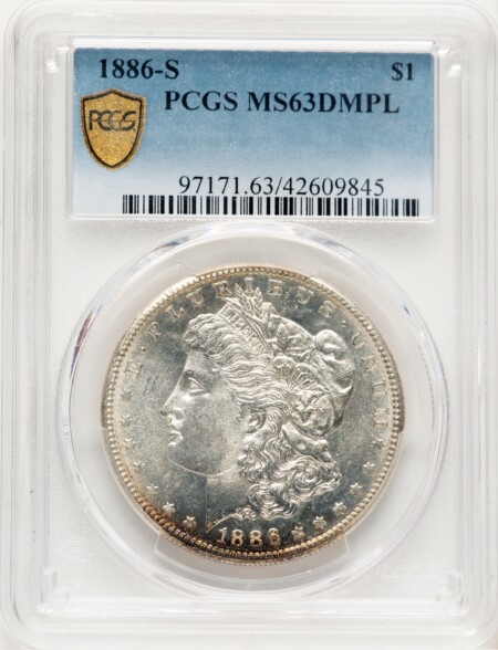 1886-S S$1, DM PCGS Secure 63 PCGS