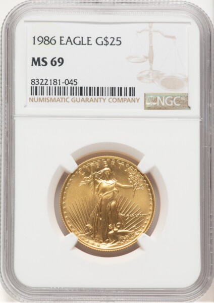 1986 Gold Eagle 1/2 oz Brown Label 69 NGC
