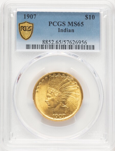 1907 $10 No Motto PCGS Secure 65 PCGS
