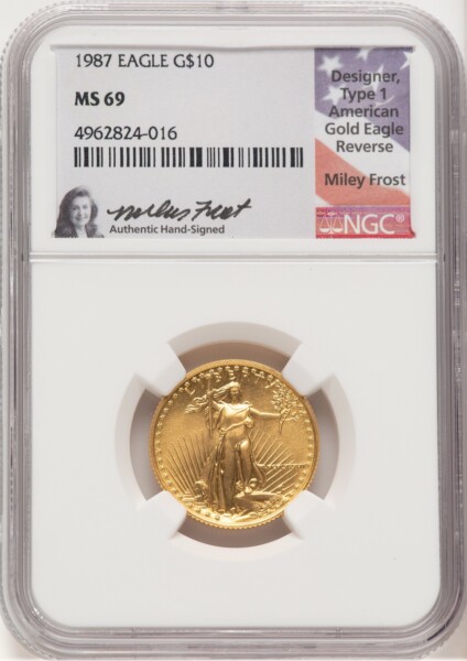1987 Gold Eagle 1/4 oz Miley Frost 69 NGC