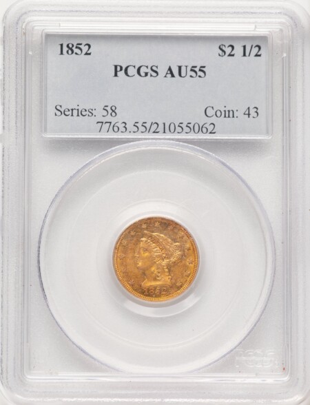 1852 $2 1/2 55 PCGS