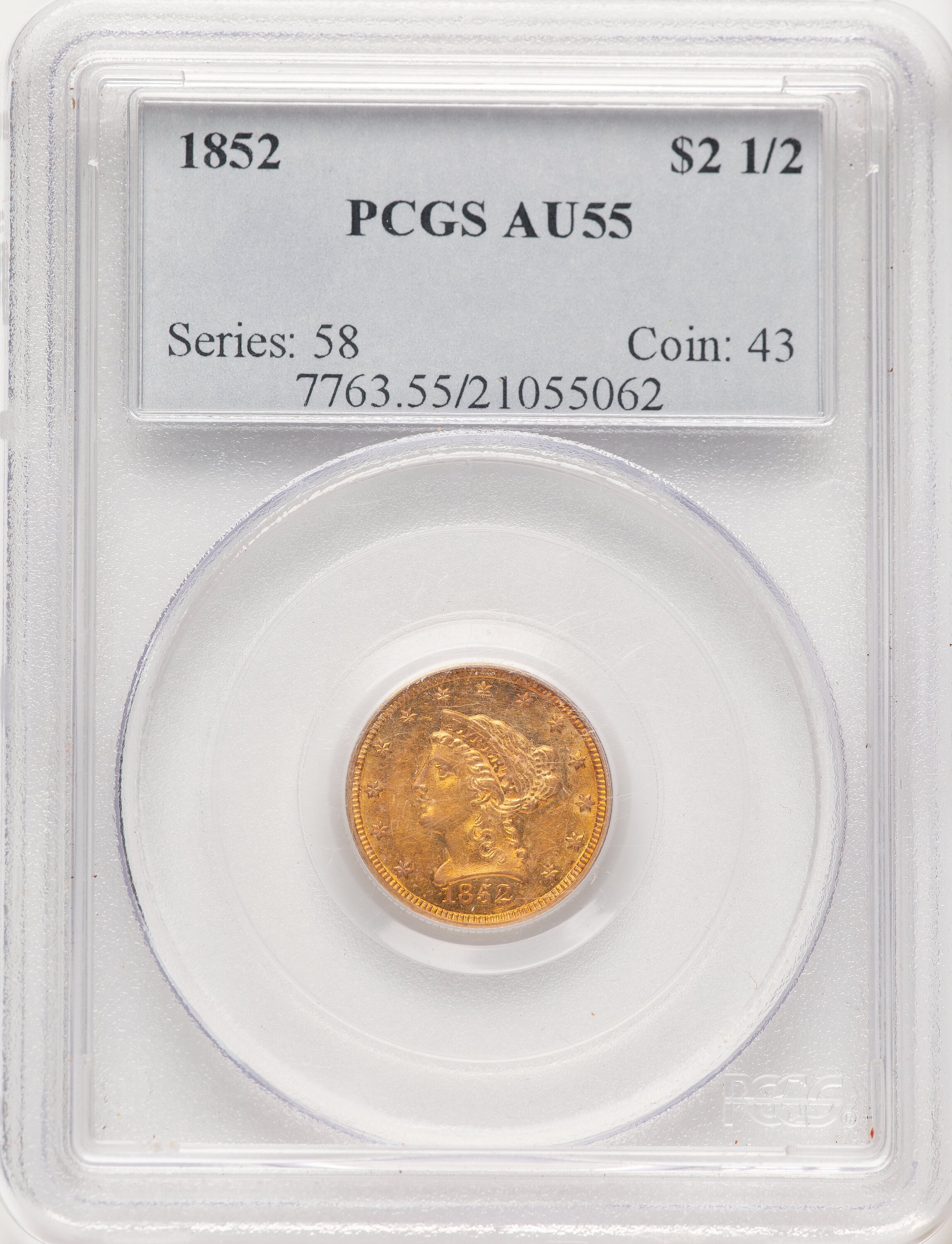 1852 $2 1/2 55 PCGS