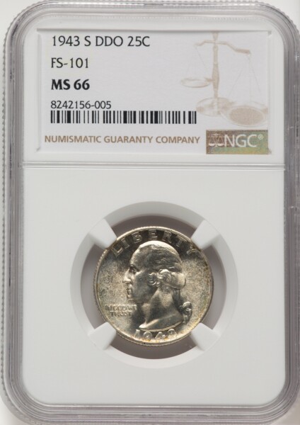 1943-S 25C Doubled Die Obverse 66 NGC