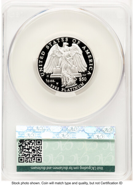 2008-W Proof Platinum Eagle 1/2 oz First Delivery 70 CACG