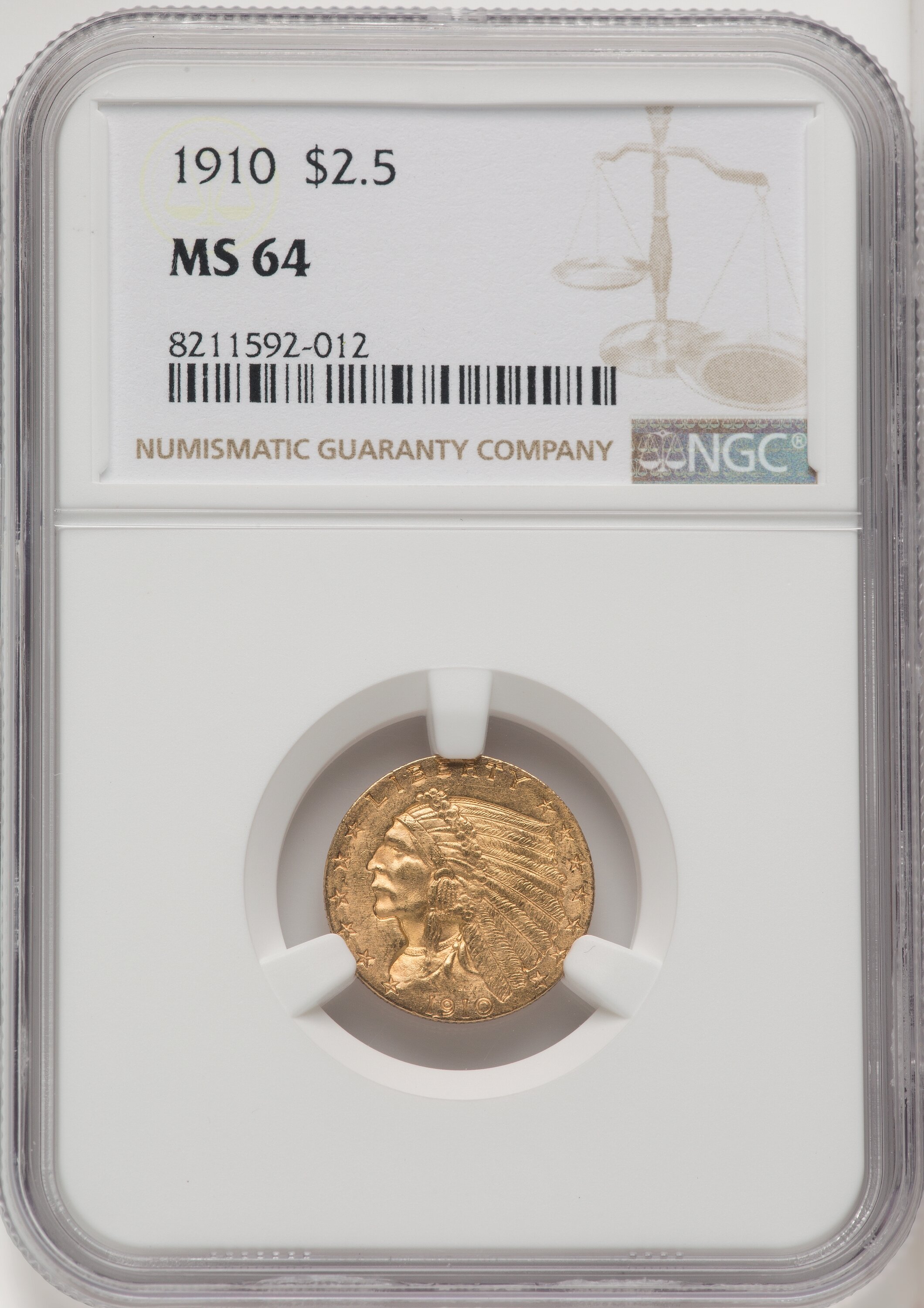1910 $2 1/2 64 NGC