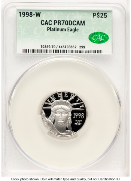 1998-W Proof Platinum Eagle 1/4 oz Non Designation 70 CACG