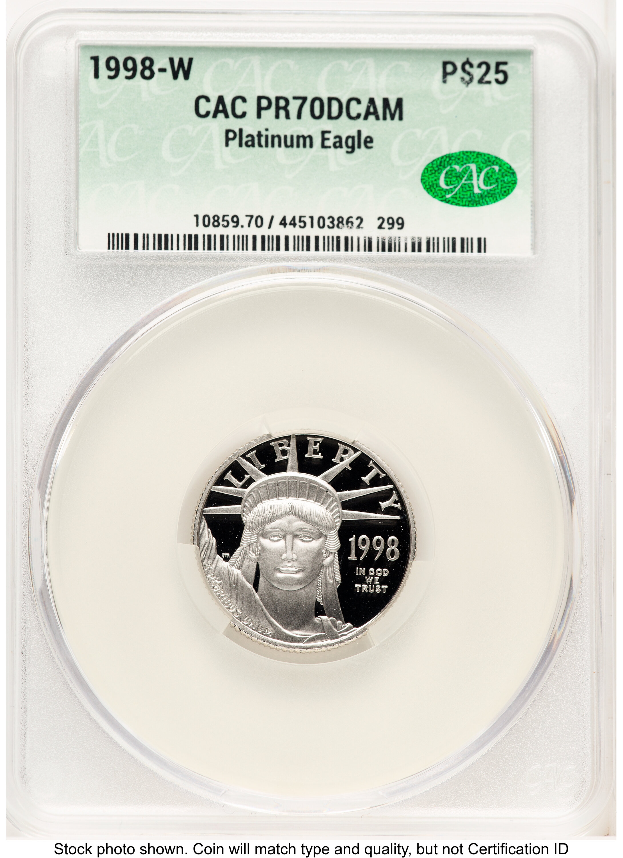 1998-W Proof Platinum Eagle 1/4 oz Non Designation 70 CACG