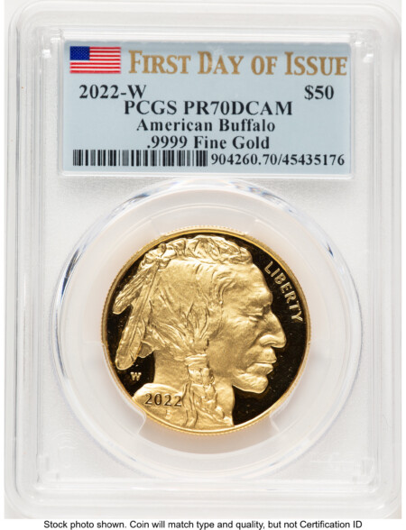 2022-W Proof Gold Buffalo 1 oz FDI Flag 70 PCGS
