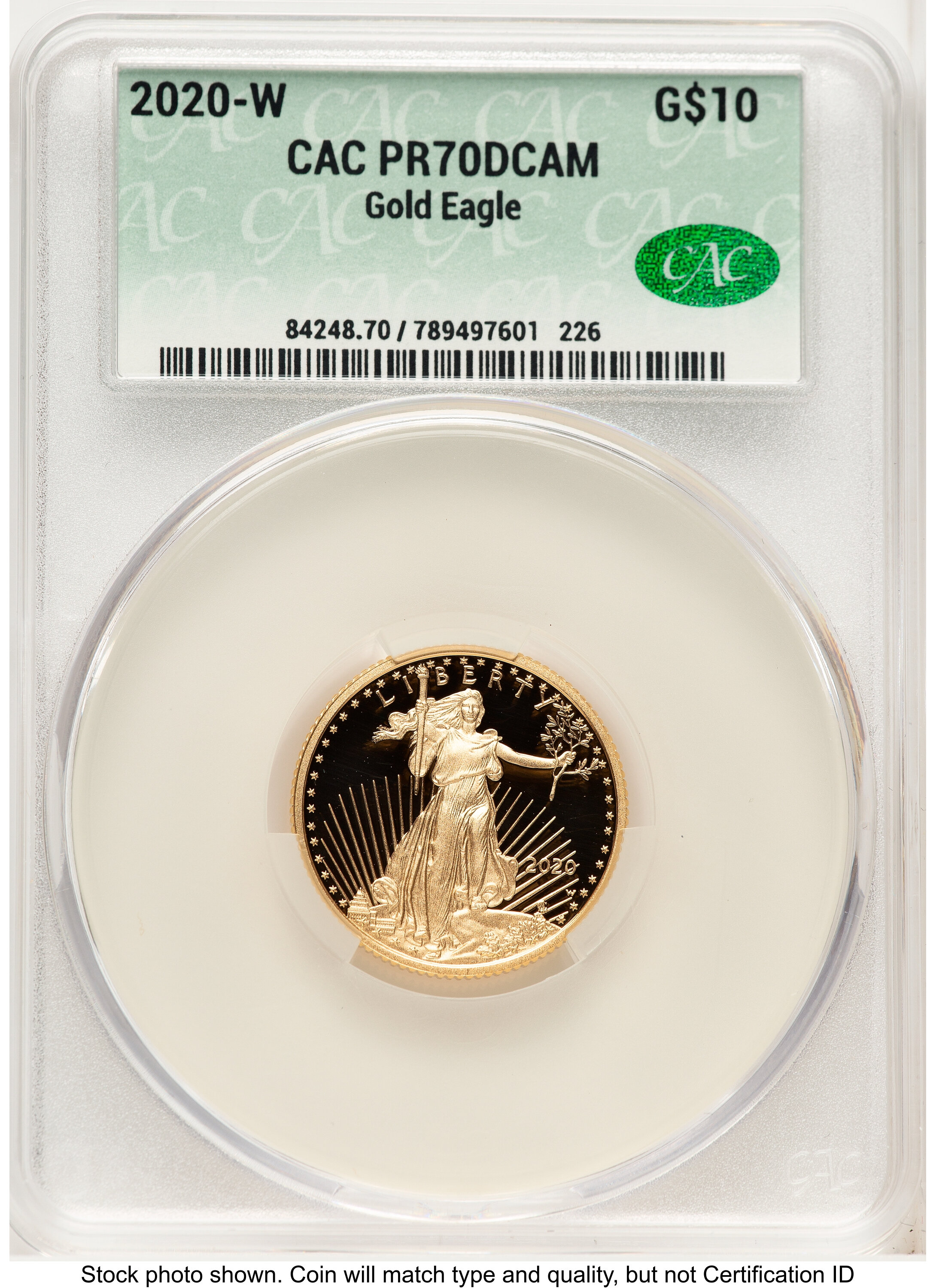 2020-W Proof Gold Eagle 1/4 oz Non Designation 70 CACG