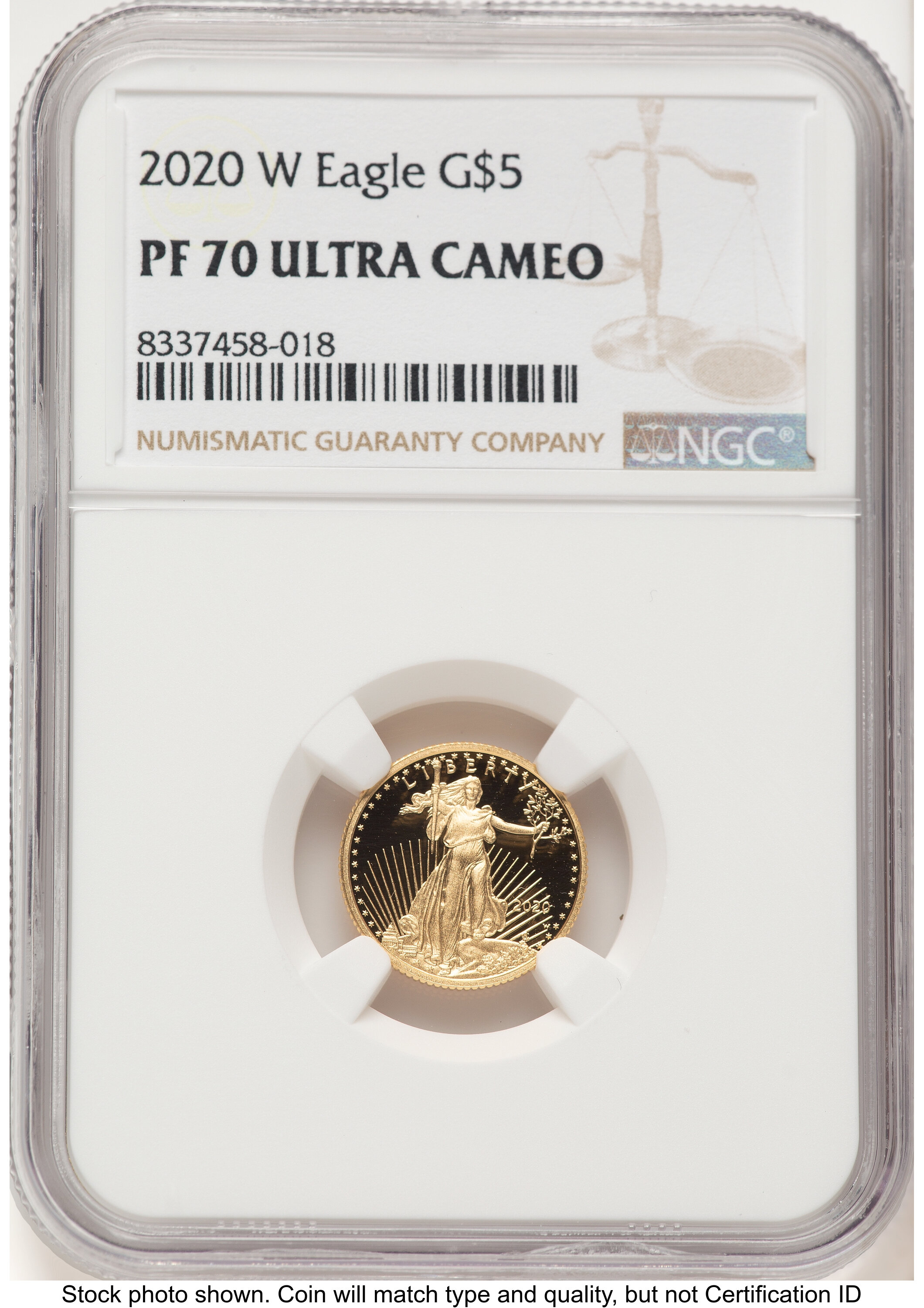 2020-W Proof Gold Eagle 1/10 oz Brown Label 70 NGC