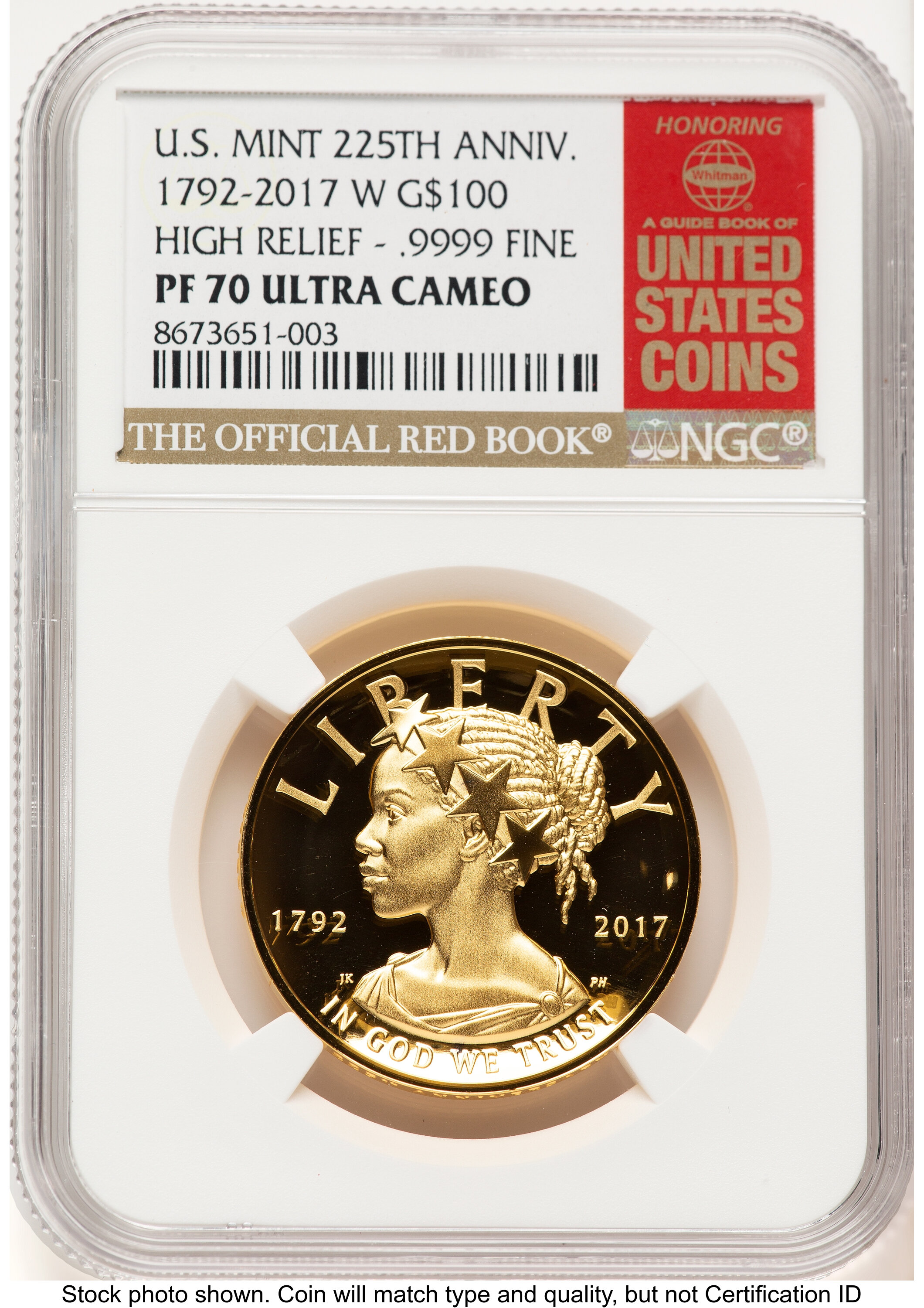 2017-W G$100 American Liberty High Relief, DC Red Book 70 NGC