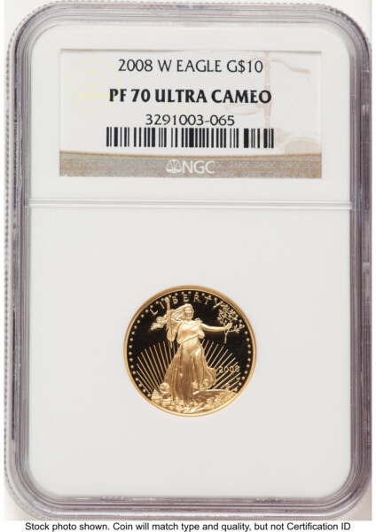 2008-W Proof Gold Eagle 1/4 oz Brown Label 70 NGC
