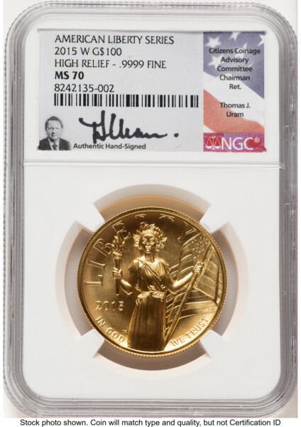 2015-W G$100 American Liberty High Relief Thomas Uram 70 NGC