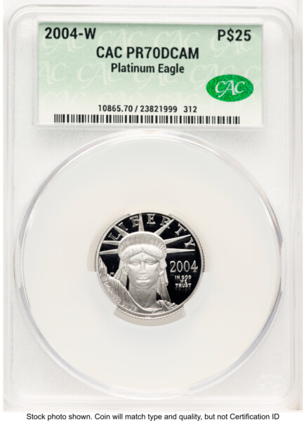 2004-W Proof Platinum Eagle 1/4 oz Non Designation 70 CACG