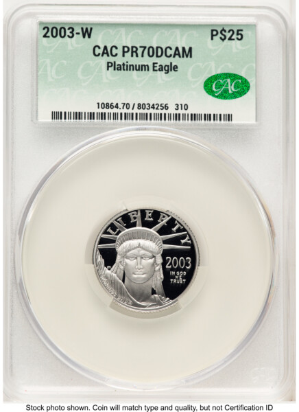2003-W Proof Platinum Eagle 1/4 oz Non Designation 70 CACG