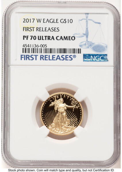 2017-W Proof Gold Eagle 1/4 oz FR Blue 70 NGC