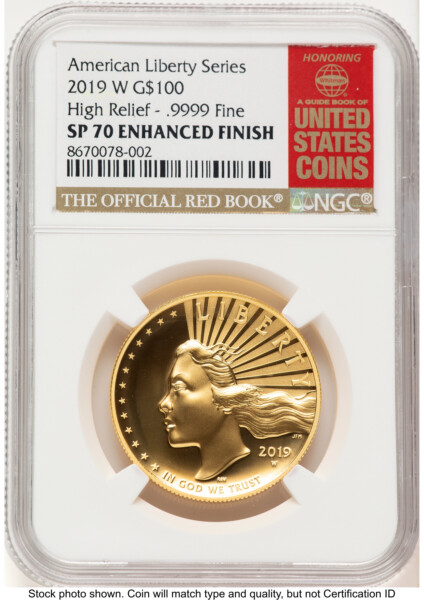 2019-W G$100 American Liberty High Relief, Enhanced Red Book 70 NGC