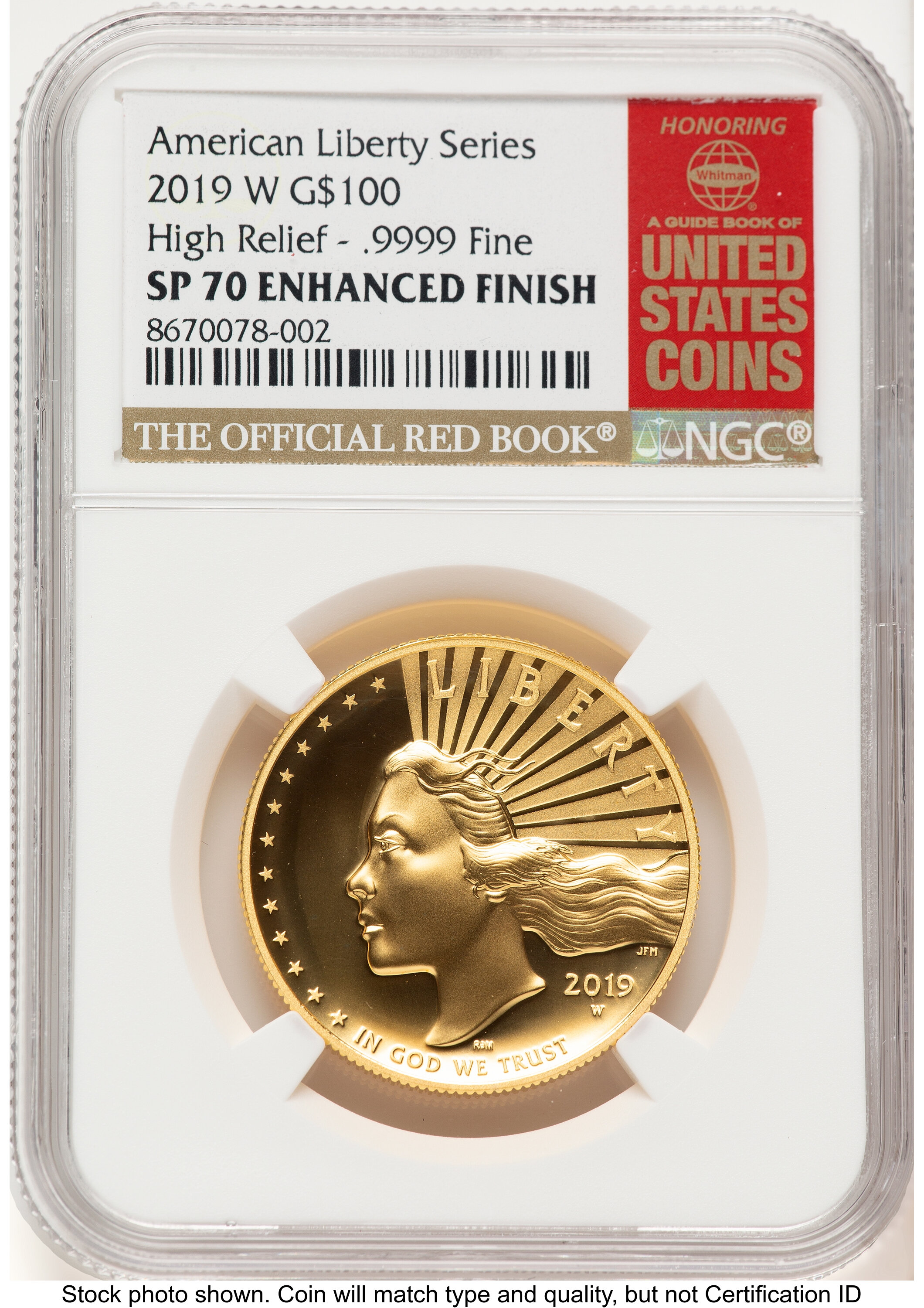 2019-W G$100 American Liberty High Relief, Enhanced Red Book 70 NGC