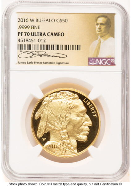 2016-W Proof Gold Buffalo 1 oz James Earle Fraser 70 NGC