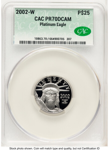 2002-W Proof Platinum Eagle 1/4 oz Non Designation 70 CACG