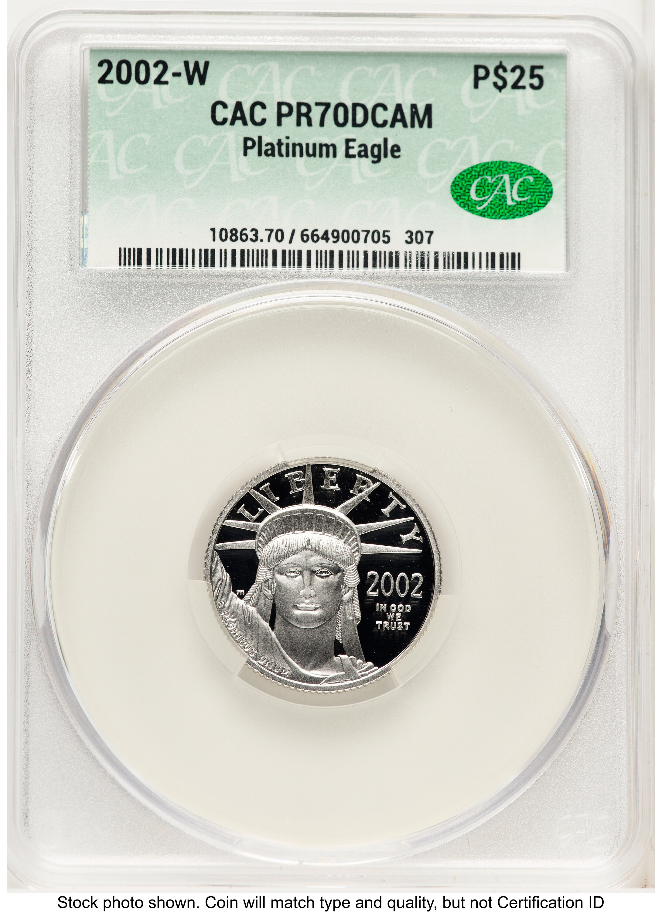 2002-W Proof Platinum Eagle 1/4 oz Non Designation 70 CACG