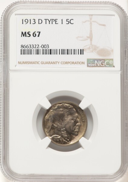 1913-D Type One 5C, MS 67 NGC
