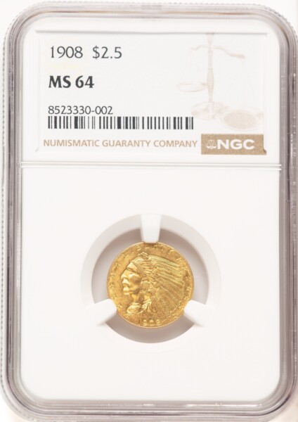 1908 $2 1/2 64 NGC