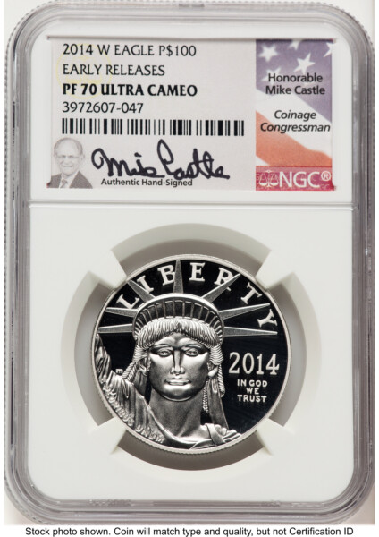 2014-W Proof Platinum Eagle 1 oz ER Mike Castle 70 NGC
