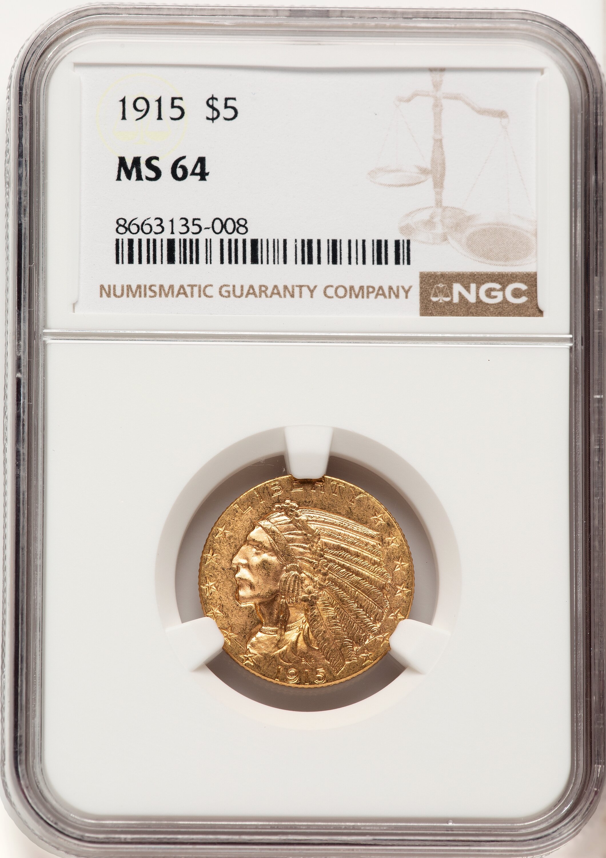 1915 $5 64 NGC