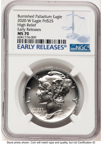 2020-W Palladium Eagle 1 oz Burnished ER Blue 70 NGC