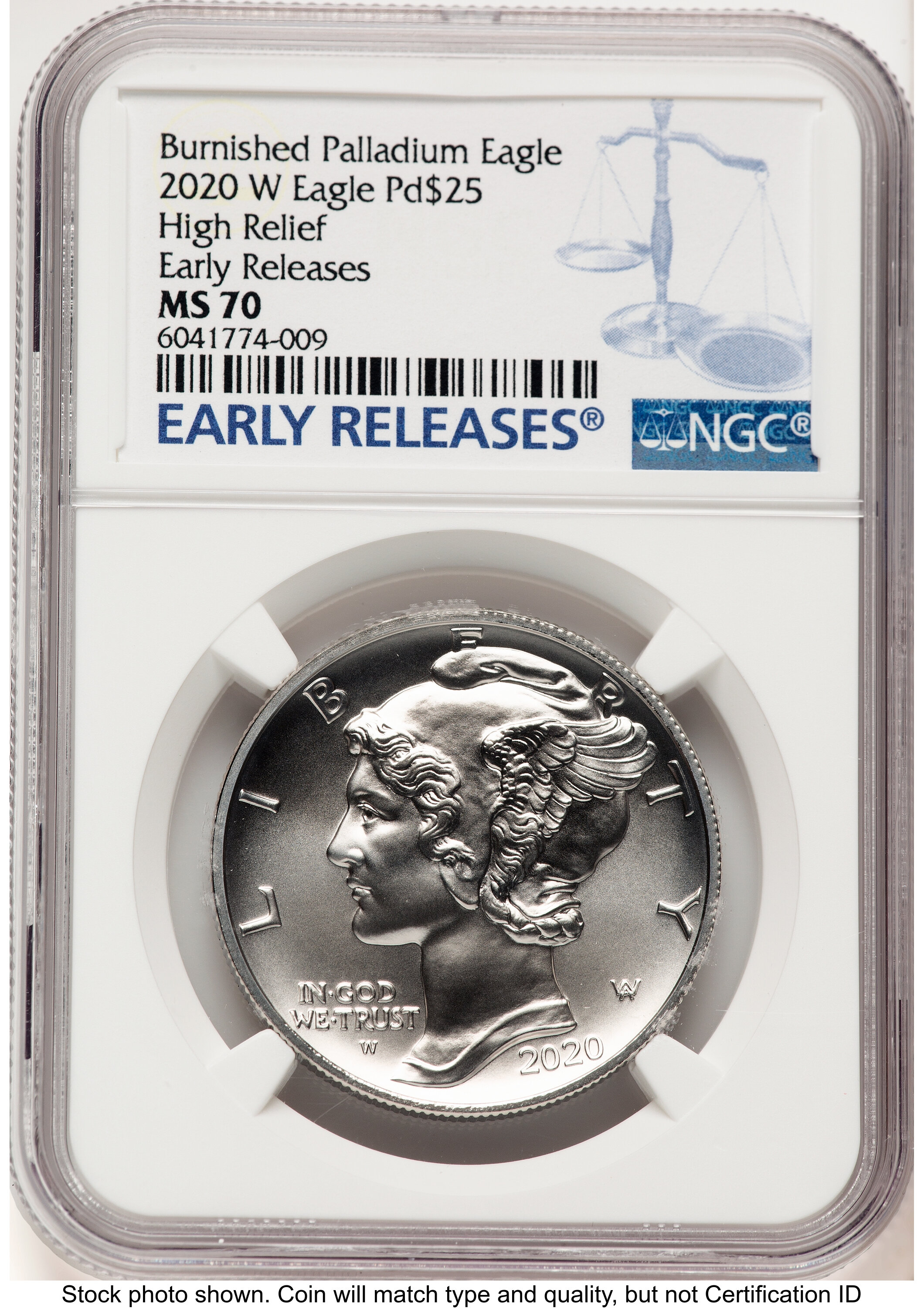 2020-W Palladium Eagle 1 oz Burnished ER Blue 70 NGC
