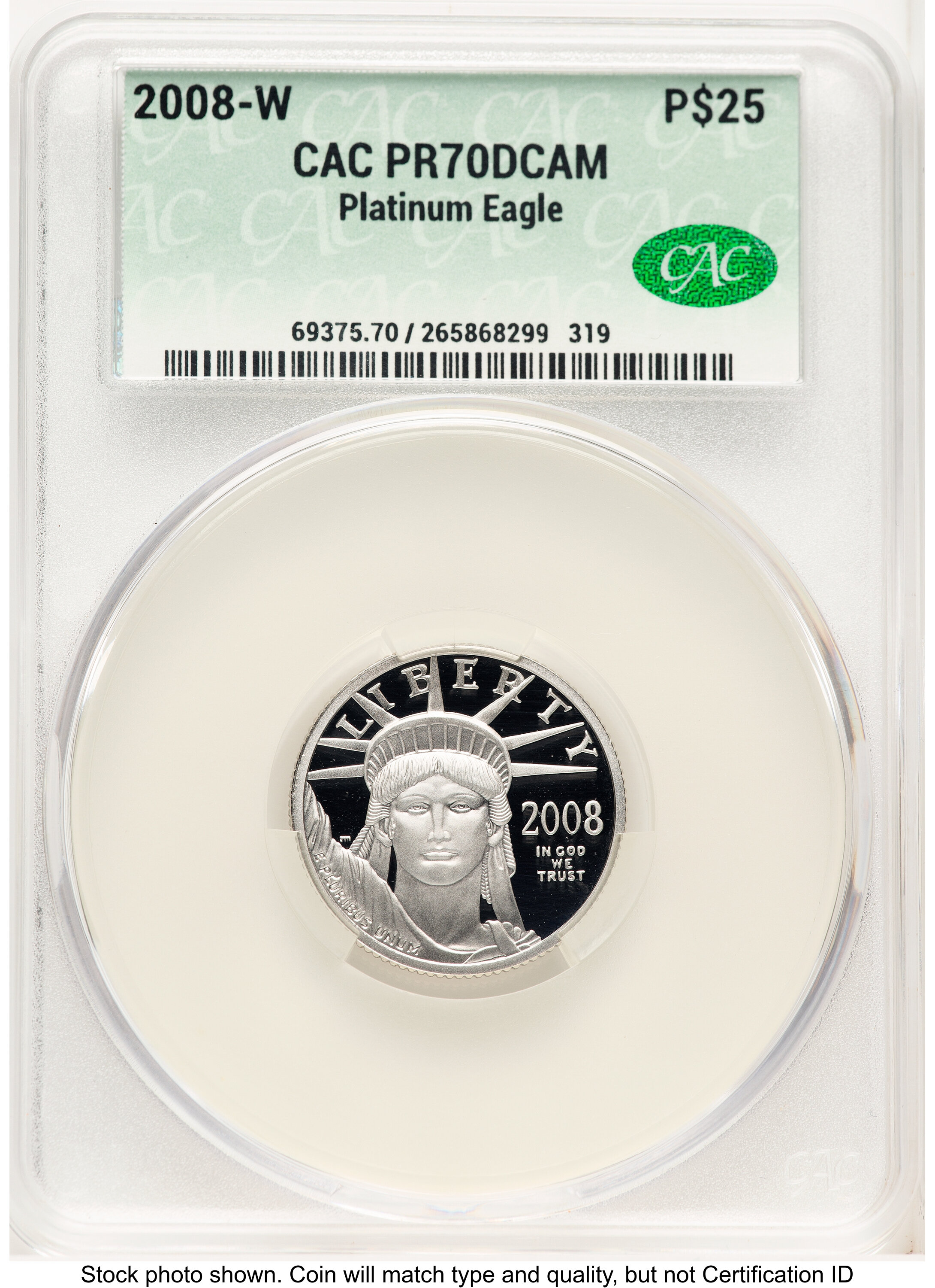 2008-W Proof Platinum Eagle 1/4 oz Non Designation 70 CACG