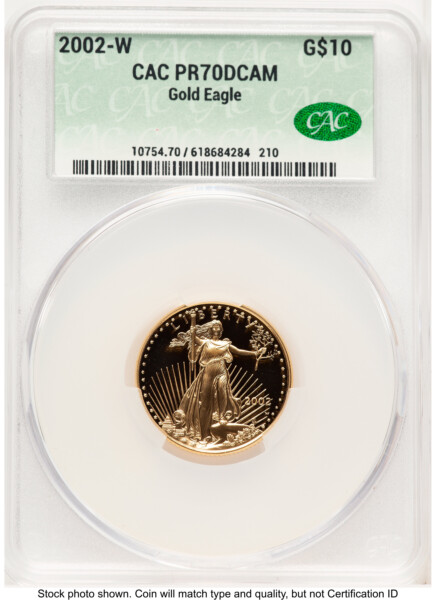 2002-W Proof Gold Eagle 1/4 oz Non Designation 70 CACG