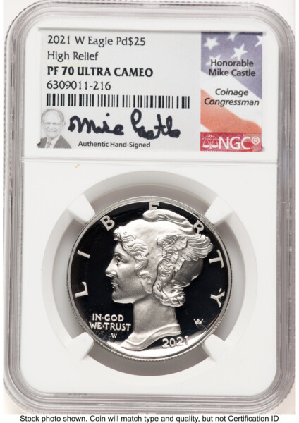 2021-W Palladium Eagle 1 oz, PR Mike Castle 70 NGC