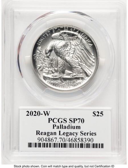 2020-W Palladium Eagle 1 oz Burnished Reagan Legacy Series Michael Reagan Picture 70 PCGS