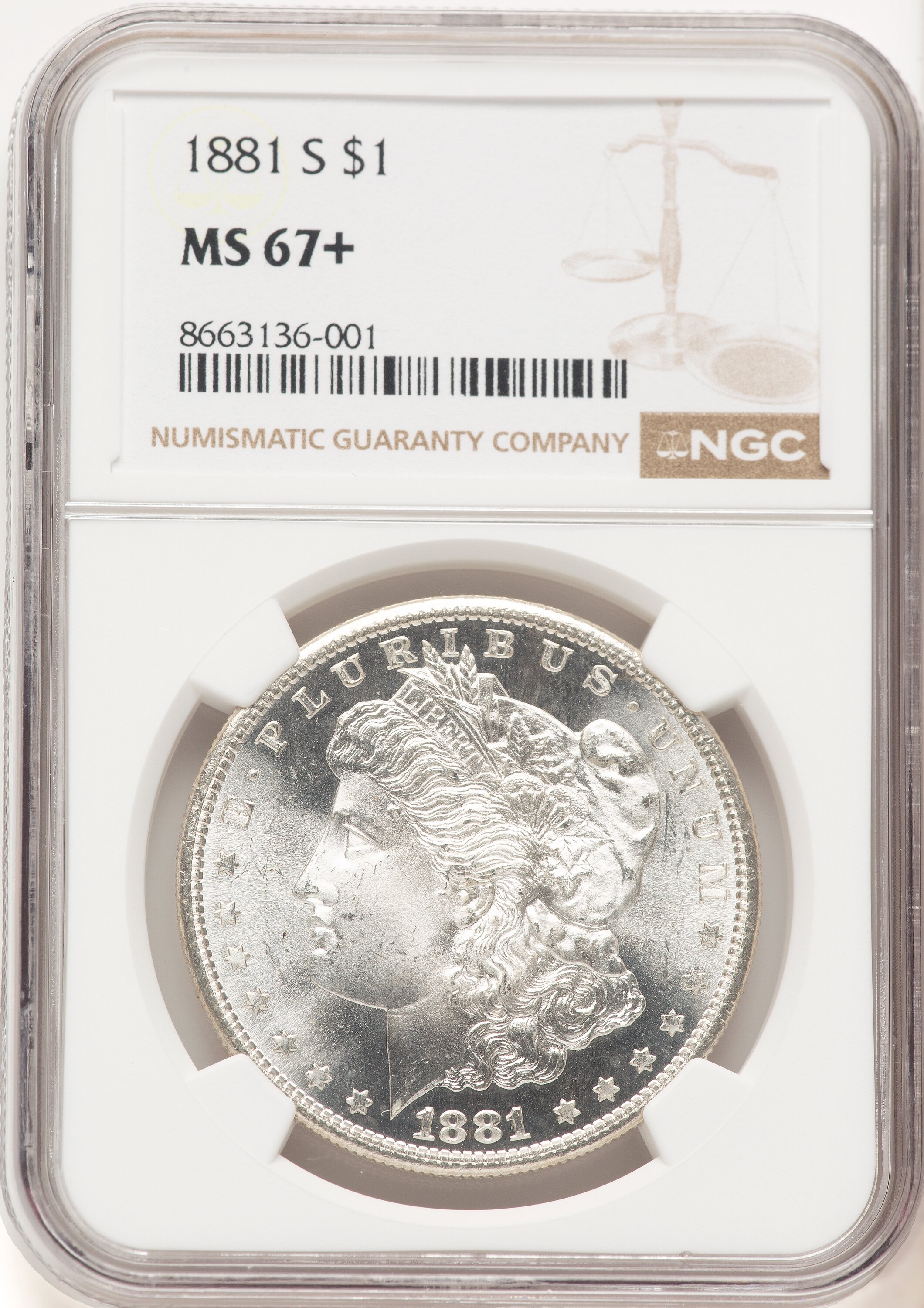 1881-S S$1 NGC Plus 67 NGC