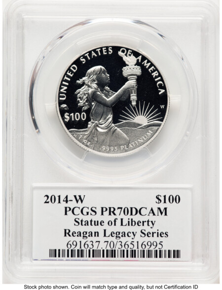 2014-W Proof Platinum Eagle 1 oz Reagan Legacy Series Michael Reagan 70 PCGS