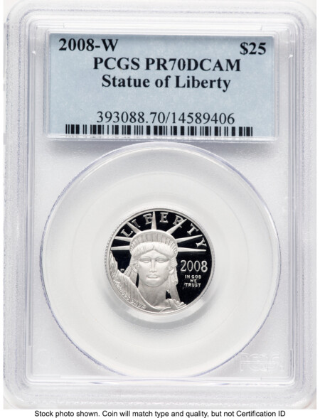 2008-W Proof Platinum Eagle 1/4 oz Blue Label 70 PCGS